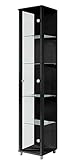 HDmirrorR BR-Wohndesign Glasvitrine 172x32x33 cm in Schwarz mit 4 Glasböden, perfekt für Sammler