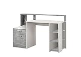 FMD Möbel, F00651901043 Bolton Computertisch, holz, weiß/beton, maße 138.5 x 53.5 x 92.0 cm (BHT)