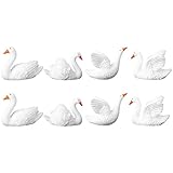 Uonlytech 8 Stück Miniatur Schwan Figur Kleine Schwanen Dekofigur Statue Skulptur Tierfigur DIY Ornament für Mikrolandschaft Bonsai Terrarium Landschaftsbau Dekoration Weiß
