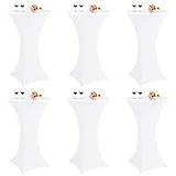 Pesonlook 6er-Set Stretch Stehtisch Husse für Bistrotisch Ø 60-65 cm Elegante,Verstärkung im Fußbereich,40°C Maschinenwäsche ，Stretch-Husse Weiß Hussen für Stehtische und Bistrotische（60×110cm,Weiß）
