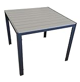 KMH Alu-Gartentisch hellgrau der Serie TUCO - Tisch 90cmx90cm - Stabiler Gartentisch höhenregulierbar - pflegeleicht, wetterfest und robust für bis zu 6 Personen