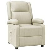 vidaXL Relaxsessel, Sessel Verstellbare Rückenlehne Fußstütze, Fernsehsessel mit Liegefunktion, Polstersessel Ruhesessel, Modern, Weiß Kunstleder