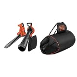 Black+Decker Elektro-Laubsauger/Laubbläser mit Häcksler GW3030, (50l Fangsack und Zweithandgriff) & Laubfang-Rucksack (inklusive flexiblem Saugschlauch, 72 L Kapazität