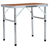 Chusui Klappbarer Campingtisch, Klapptisch, Camping Tisch, Tapeziertisch, Balkon Klapptisch, Beistelltisch, Campingmöbel, Aluminium 60x45 cm