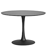 ambiato Esstisch Oda Schwarz lackiert Rund 110cm Küchentisch Design Tisch Säulentisch Konferenztisch