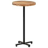 Dolaso Runder Bistrotisch Stehtisch 60cm, Bartisch Beistelltisch Massives Akazienholz, Kreative Round Table für Cocktails, Bar, Partykeller, Restaurant, Wohnzimmer