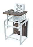 VILHA Kinder Hochstuhl aus Holz NA 01-03, 2-in-1 Babyhochstuhl, der praktische Kombihochstuhl, nutzbar ab ca. 6 bis 60 Monaten (weiss/dunkelbraun)
