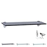 Rapid Teck Glas Wandregal Schwarz Glanz 70cm x 10cm - Glasregal mit 8mm ESG Sicherheitsglas - Glasregal perfekt als Badablage Glasablage für Badezimmer - Verschiedene Größen wählbar