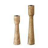 Boltze Kerzenständer Caldeas (2-teiliges Set, Kerzenhalter aus Holz, stilvolles Design, Dekoration Esstisch, Kommode, Boho Stil) 2025155, Universal