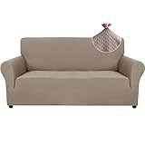 Ystyle Stretch Sofa überzug 2 Sitzer, Elastisch Sofabezug Mit Armlehnen, Jacquard Couch überzug rutschfest, Waschbar Sofa Cover Protector Für Hunde Haustiere, Sand