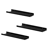 EUGAD Wandregal 3er Set, Regal für Wand, Hängeregal aus Metall, Schweberegal Industrie-Design, schwebendes Regal für Wohnzimmer Küche, schwarz