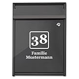 foliado® Hausnummer Familienname Straße für Briefkasten als selbstklebender Aufkleber Milchglasfolie, farbige Folie für Haustür Glasdekor Namensschild | Größe bis 15 cm | #APD-016