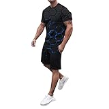 wjiNFDFG Weste Samen Herren Casual Frühling Sommer Anzug 2 Stück Strand Bedruckte Kurzarmhemden Short Set Hose Set mit Tasche Herrenanzüge