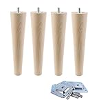 Unbekannt 4X Sofafüße Buche Holzfüße Möbelfüße mit Zubehör L. 8-45 cm Gerade (Gerade Länge 20cm)