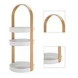 Syrisora ​​3-lagiges Rundes Aufbewahrungsregal, Integrierter Griff, 3-lagiger Runder Aufbewahrungsständer für Badezimmer (Aprikose)