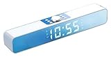 FLYIFE Wecker Spiegel Bluetooth 5.0 Drahtloser Lautsprecher 5W Multifunktion Wiederaufladbare LED Bar Wecker Sound Radio Bar Musik-Player (Farbe: Blanc)