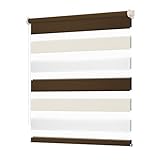 Grandekor Doppelrollo Klemmfix, Duo Rollos für Fenster und Tür ohne Bohren mit Klämmträger, Fensterrollo lichtdurchlässig & verdunkelnd - Weiß-Beige-Braun 100x120cm (Stoffbreite 96cm)