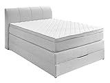 Home4You Boxspringbett - Silbergrau - Polyester - 120 x 200 cm - mit Bettkasten