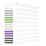SBARTAR Doppelrollo schnurlos Klemmfix ohne Bohren, Weiß 90x130cm (B×H), Klemmrollo Duo Rollo Zebrarollo Schnurlos für Fenster, Drücken Und Ziehen, Springrollos, Lichtdurchlässig & Blickdicht