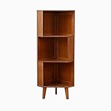 GZHERVICES Eck-Bücherregal Mit Beinen, Einfache Holzablage Organizer, Display Cabinet Bücherregal Für Büro Studie, Baffle Design, Vintage-Rahmen (Farbe : Braun, Größe : 115cm)