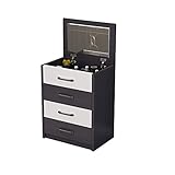 Lukas Multi-Funktions-Make-up Tabelle Nordic Frisierkommode Storage mit Schubladenschrank Schlafzimmer Weiß Schwarz mit Spiegel Klein (Color : D)