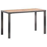Balkontisch mit Holz Tischplatte Garten Tisch Beistelltisch Gartentisch Witterungsbeständig Garten Couchtisch Terrassentisch Loungetisch Anthrazit und Braun 123x60x74 cm Akazie Massivholz