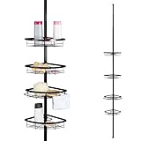 bremermann Teleskop-Eckregal, 4 Körbe, Teleskop-Stange bis max. ca. 290 cm (Schwarz)