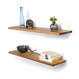 Rikmani Schweberegal Holzregal Wandregal TES Küchenregal Bücherregal Holz Regal Wand Regalbrett Eiche für Schlafzimmer, Kinderzimmer, Büro Wandboard Metall 120 cm - Hell (Weiss)