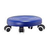 perfk Rollhocker, Universal-Rollhocker, PU-Ledersitz gepolstert, Schuhwechsel, 360° drehbarer Rollhocker, Riemenscheiben-Rollhocker für Friseurladen, Blau