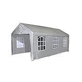 Garten-Party-Pavillon, wasserdichtes Outdoor-Partyzelt mit Seitenwänden, faltbares Bierzelt mit PE-Dachplane, Faltpavillon für Garten und Camping – 3 x 6 m, Grau