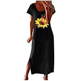 Eauptffy Sommerkleid Damen Knielang Ärmellos Kleider Sexy Kleid Damen Casual Kurzarm Rundarm Druck Bohemian Daily Neck Vintage Maxi Damenkleid Winterkleid Damen Flared Kleid Neckholder Sommer