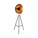 Butlers Satellight Standleuchte aus Metall 165x60 cm - Stehlampe in Schwarz-Gold - Lampe im Retro Factory-Design