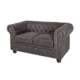 riess-ambiente.de Chesterfield 2er Sofa 150cm Vintage grau Taupe mit Knopfheftung und Federkern Couch