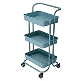 KAyziu 3-lagiges Lagerregal, Küchenwagen, bewegliches Regal, Heimmöbel-Organizer mit Rädern, schmaler Schrank (Farbe: Weiß, Größe: 88 x 42 x 37 cm)