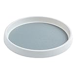1 stück drehteller gewürzregal organizer drehtell gewürzhalter drehbarer kunststoff kühlschrank küchenschrank organizer für gewürze gewürzflaschen Öl zutaten gläser kochen, 9,8 x 1.35 Zoll, Grau& Weiß