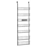 Aconfei Organizer für die Tür, 5 + 2 Ebenen, Wandmontage, robustes Metall-Gewürzregal für Küche, Bad, Schlafzimmer und Abstellraum (schwarz)