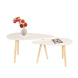 mymai Couchtische Sofatisch 2er Set Beistelltische Wohnzimmertisch skandinavisch Kaffeetisch Satztisch für Wohnzimmer Schlafzimmer Minimalismus weiß elegant HWC01-WEI