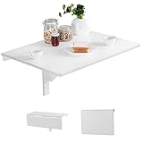 RELAX4LIFE Wandtisch klappbar, platzsparender Esstisch, Schreibtisch für Esszimmer & Studierzimmer, Stabiler Klapptisch Wandmontage, Wandklapptisch aus Holz bis zu 40 kg belastbar, 80 x 60cm (Weiß)