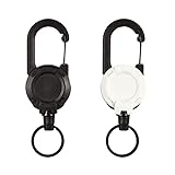 Lioncool Outdoor Automatic Retractable Wire Rope Luya Anti-Theft Tactical Keychain, Heavy Duty Retractable Badge Holder, Retractable Keychain Heavy Duty, Retractable Badge Holders (Black+White)