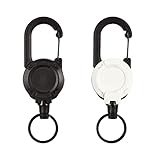 Lioncool Outdoor Automatic Retractable Wire Rope Luya Anti-Theft Tactical Keychain, Heavy Duty Retractable Badge Holder, Retractable Keychain Heavy Duty, Retractable Badge Holders (Black+White)