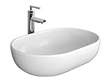 VBChome Design Keramik Oval Waschtisch Handwaschbecken Aufsatz-Waschschale 48cm x 34,5cm x 14cm FÜR Badezimmer GÄSTE WC Amelia 48