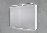 Intarbad ~ Spiegelschrank 90 cm mit LED Chrom Beleuchtung Doppelspiegeltüren Shorewood IB1934