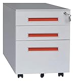 TUBBEK Aktenschrank Vertikaler Aktenschrank 3 Schubladen Mobiler Aktenschrank mit Schloss Metall-Aktenschrank für legale Briefe A4 Größe (Farbe: Bunter Griff, Größe: 39 x 50 x 60 cm)