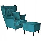 Family Meble Uszak Sessel im skandinavischen Stil | Traditionelles klassisches Design | Elegantes Muster | Bequemer Sessel mit Fußstütze | Für jedes Interieur geeignet | Hochwertige Oberflächen |
