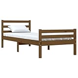 vidaXL Massivholzbett Einzelbett Bettgestell Lattenrost Bett Holzbett Bettrahmen Schlafzimmerbett Schlafzimmermöbel Honigbraun 90x200cm