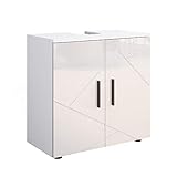 Vicco Waschbeckenunterschrank Waschtischunterschrank Badschrank Irma modern Badezimmer Schrank Badezimmermöbel Badmöbel Schrankschublade Schranktür Schrankfach (Weiß Hochglanz, 60cm)