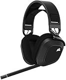 Corsair HS80 RGB WIRELESS Premium-Gaming-Headset mit Dolby Atmos Audio (Omnidirektionales Mikrofon, 60ft Reichweite, Bis zu 20 Stunden Akkulaufzeit, PC, Mac,PS5/PS4 Wireless-Kompatibilität) Carbon