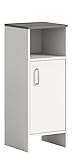 xonox.home Badezimmer Los Angeles X3SB2701 Kommode Standschrank Schrank in weiß Nb. Absetzung rauchsilber Nb., ca.32x82x28 cm