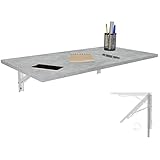 Wandklapptisch Schreibtisch Tischplatte 80x40 cm in Betonoptik Klapptisch Esstisch Küchentisch für die Wand Bartisch Stehtisch Wandtisch Tisch klappbar zur Wandmontage im Büro Küche Esszimmer