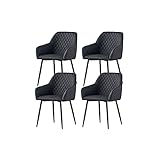 JaHECOME Wohnzimmerstuhl Esszimmerstuhl aus Kunstleder mit modischem Design, Armlehnstühle mit Rückenlehne, Sessel mit schwarzen Metallbeine (Dark Gray, 4)